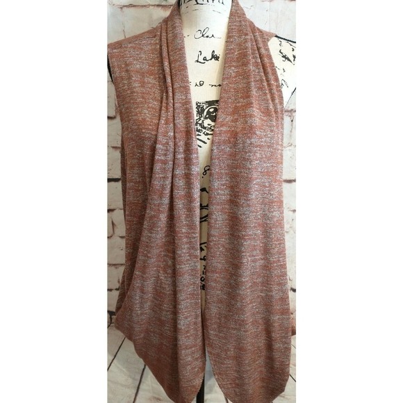 LOGO Lori Goldstein Women's Sz Large Rust Clay Slouchy Vest Open Cardigan Fall - Picture 1 of 6
